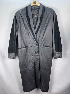 Marco Morani Leather Womens Full Length Coat Jacket Overcoat Trench Duster Sz S